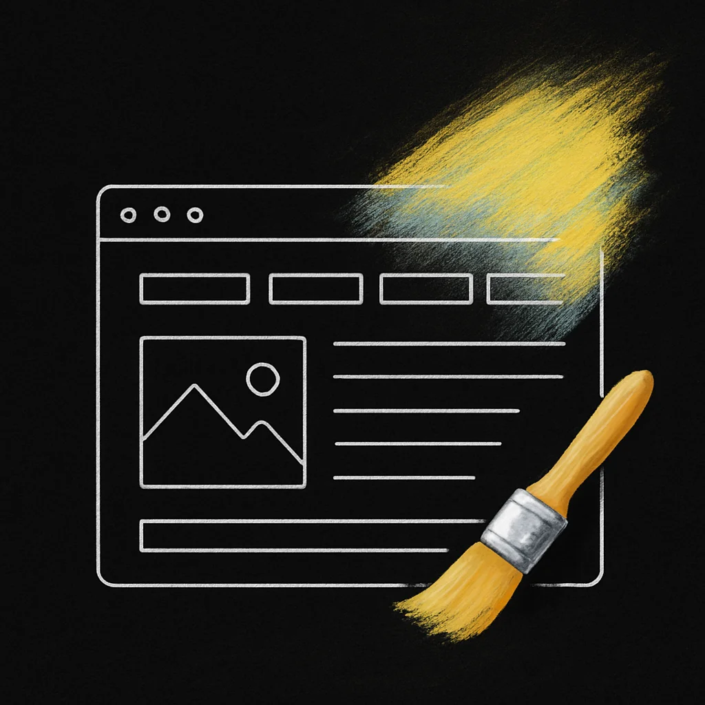 Pinsel zeichnet Webseite